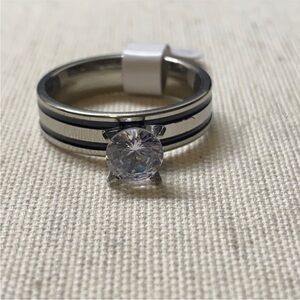 CZ set in stainless steel band